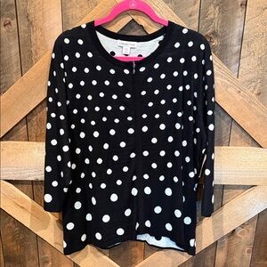 Chico's Black and White Polka Dot Cardigan